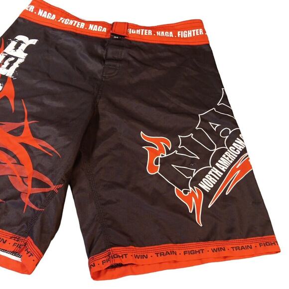 NAGA FIGHTER Board Shorts Men's Size 34 Black Red White Surf Swim Trunks READ - Picture 3 of 12